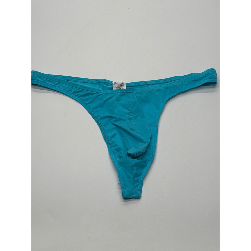 Mens Turquoise Blue Contour Pouch Thong Underwear Low Rise T-Back Size XL